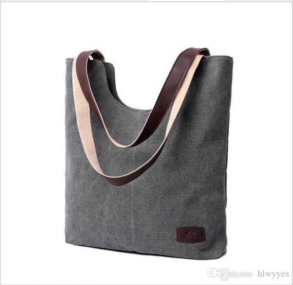 Wholesale-Pure Color Canvas Bags Casual Women Shoulder Bag Good Quality Canvas Women Bags Female Tote Women Shoulder Bag C1213