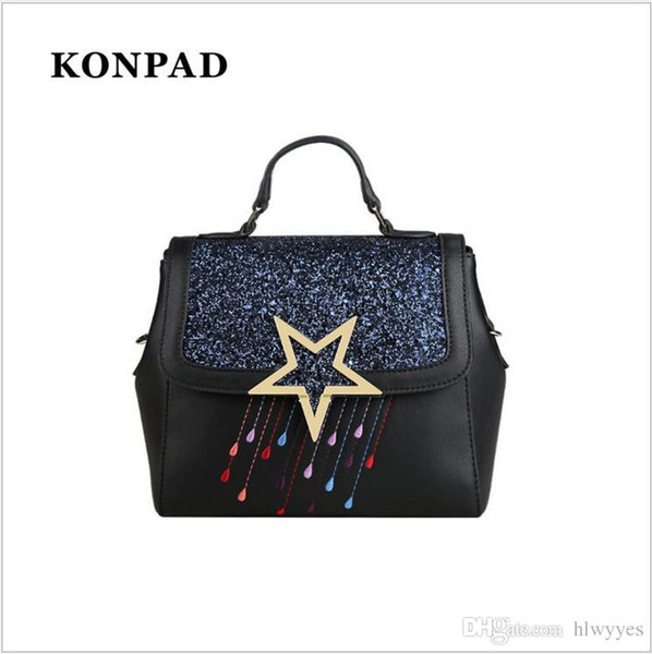 KONPAD 2018 New Women's Single Shoulder Bag Individual Embroidered Light Slant With Large Capacity Small Square Bag