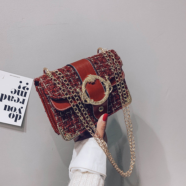 New Korean version of the wool monkey lock shoulder small square bag One generation hair chain handbags Direct wholesale bags