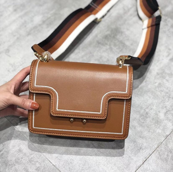 Women's organ bags 2018 new car suture small square cowhide small bag single shoulder slant female bag paquet