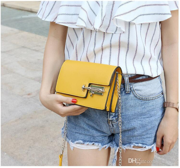 Wholesale-Women's package 2018 Summer New China Fashion Trend Small Square Shoulder Slanting Cross-Cutting Chain Small Bag