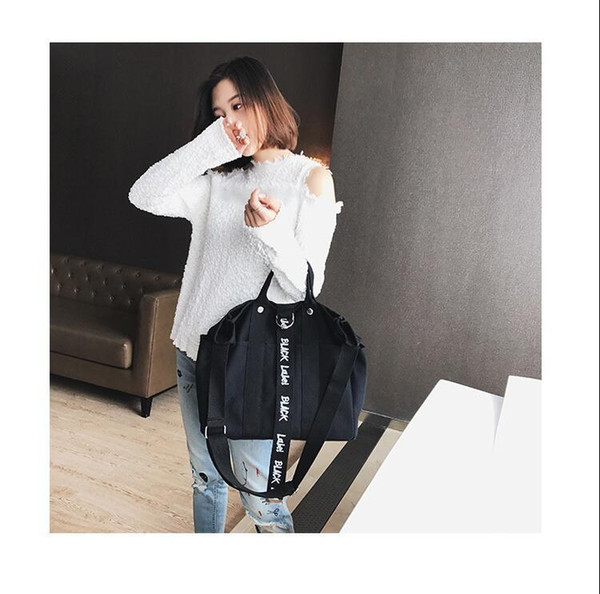 2018 Canvas Bag Single Shoulder Bag China Version Simple Fashion Inclined Straddle Literary Style Printing Big Bag