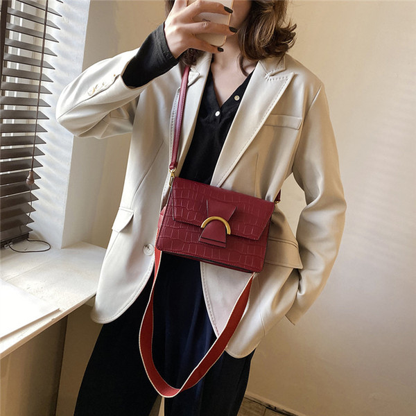 Car Line Fashion Handbag Retro Shoulder Bags Women Small Square Bag Ladies Messenger bag Crocodile Pattern Shoulder Bag