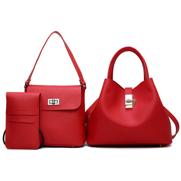 Latest Medium Bags For Women 2019 3 Pieces Handbags For Women Simple Handbag In Solid Color