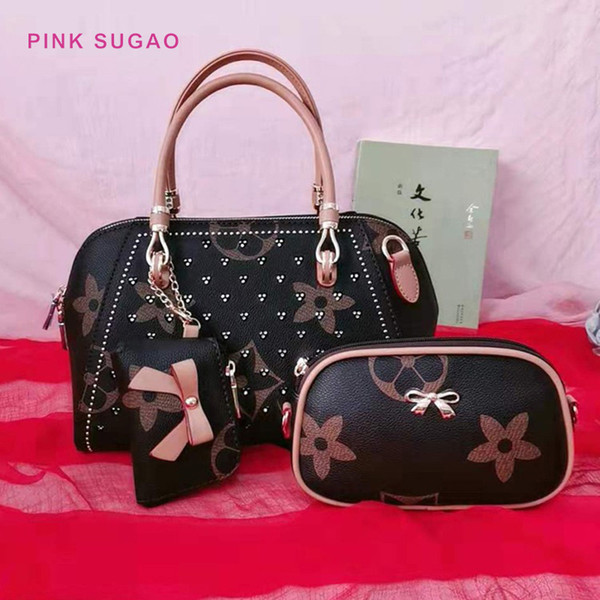 Pink sugao women handbag tote bags designer shoulder bags 2pcs/set handbag luxury purse lady shopping bags free shipping BHP