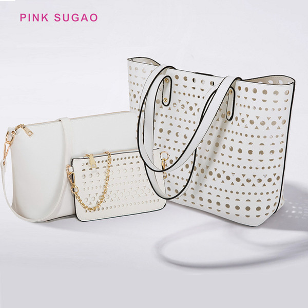 Pink sugao designer women handbags luxury tote bags 2022new style 3pcs/set shoulder bags high quality pu leather crossbody should purse