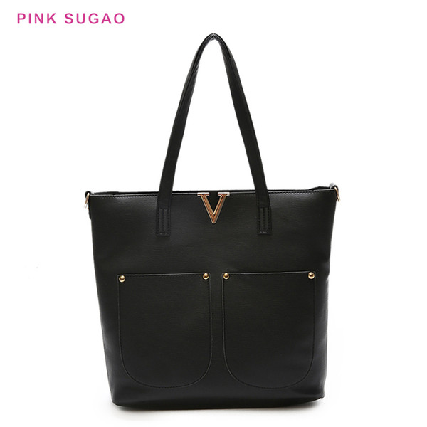 Pink sugao designer handbags tote bag large women shoulder handbags 2pcs/set handbag big purse lady clutch bags pu leather BHP