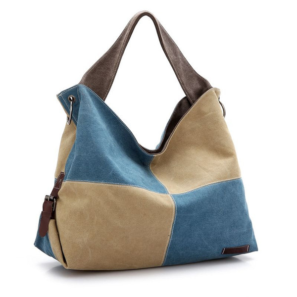 Patchwork Canvas Bag Newest Materials:high qualiWomen Tote Bag Casual Shoulder Bag Mother Shopping Big Handbag