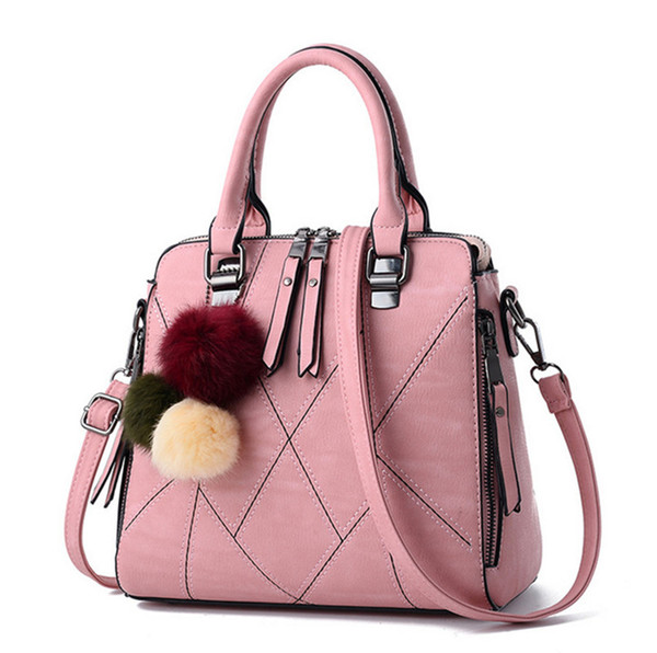 Bags Women Handbags 2019 Lady Ladies Office Tote Bag Girls Handbags Single Shoulder Bag With Pompon Pendant