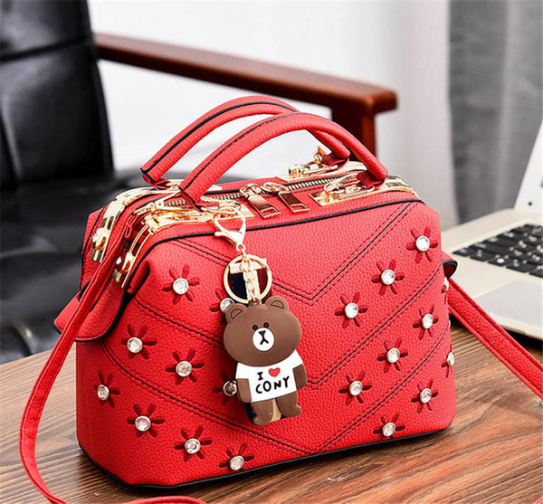 Ladies Hand Bags Bolsas Para Dama Red Leather HandBags