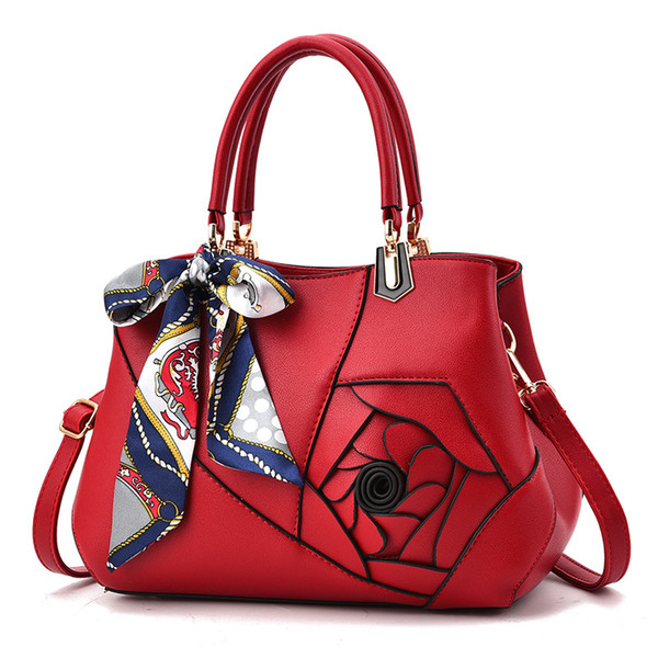 New style women's bag European and American leisure bags fashion roses single shoulder handbag silk scarves decoration