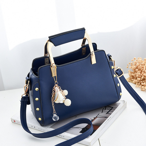 MU LANG Handbags pu female bag metal sheets decoration handbags sweet lady fashion handbags elegant luxury women shoulder bags