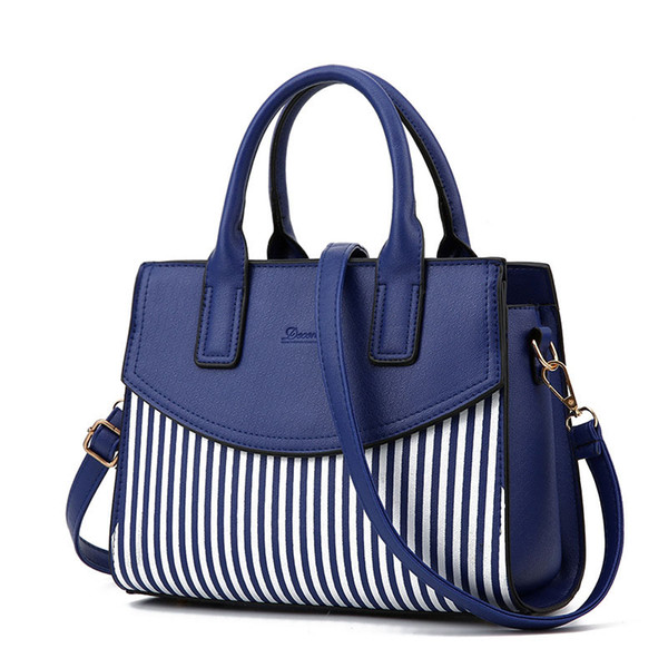 New style fashionable women bag single shoulder handbag atmospheric stripe spells color female bag girl lady like hand bag