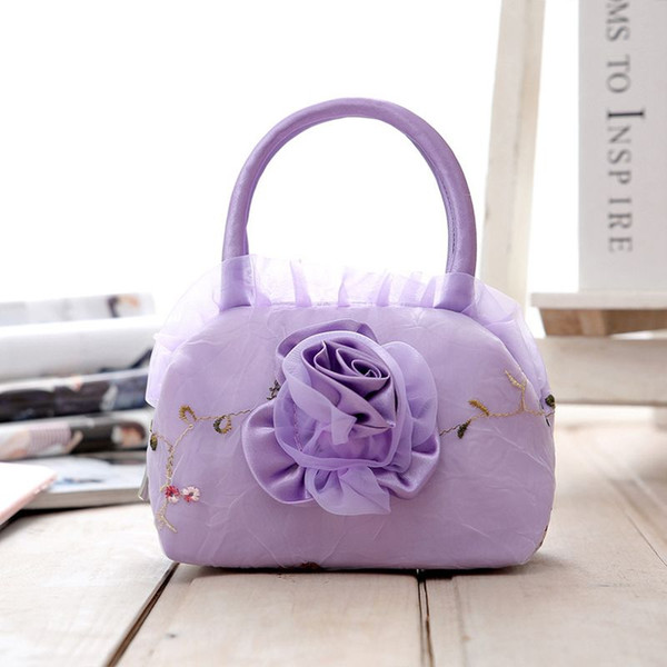 The new women's bags mini bag lady embroidery bag candy colored lace cloth bag princess retro