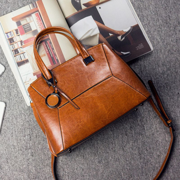 MU LANG Oil Wax Leather Handbag Women Bags Fashion Handbags Casual Tote Bag Set Women Messenger Bag Clutch Female Sac