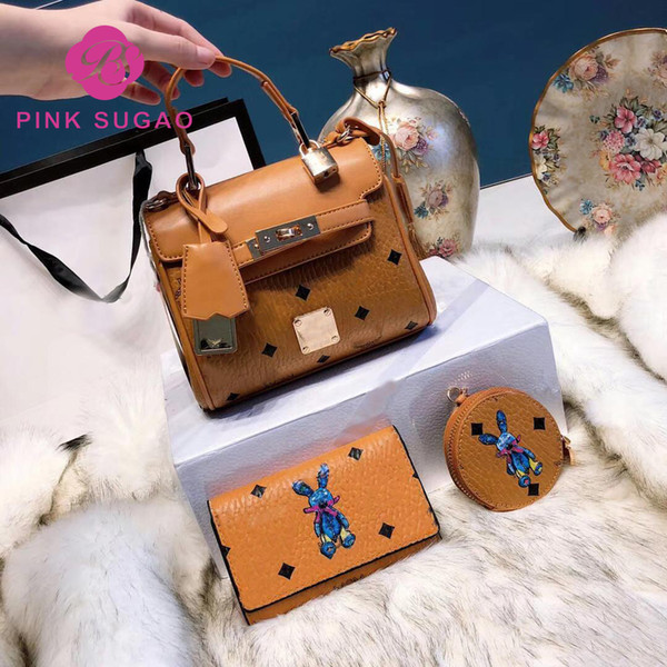 Pink sugao 2022hot sales brand tote bags designer handbags luxury women shoulder bags 3pcs set crossbody bag top quality genuine leather