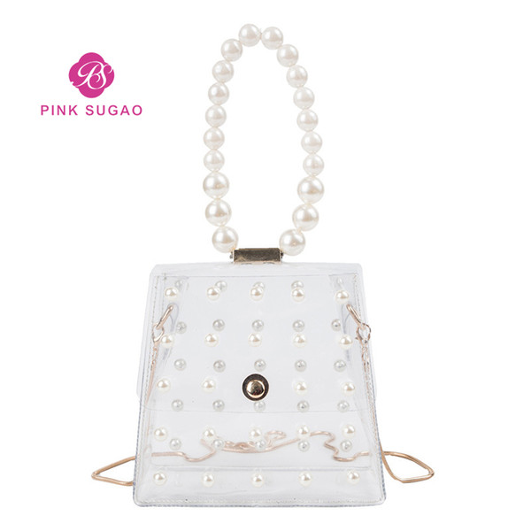 Pink Sugao designer handbags purses jelly bag women chain bag summer girl shoulder pearl bag