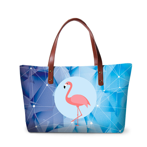 Customize Design Flamingo On Diamond Women Bag Handbag For Traveling Shoulder Bags For Teenage Girls Beach Totes Ladies Party Top-handle Bag