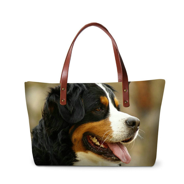 Bolsa Feminina Bags For Women Canis Lupus Familiaris Dog Printing Handbags Girls Summer Beach Bag Lady OL Style Party Totes Top-handle Bag