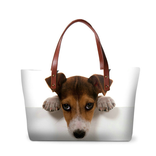 New Luxury Handbags Totes Bags For Women Cute Jack Russel Dog Pattern Lady Fashion Top-handle Bag Female Fashion Animal Shoulder Bag Handbag