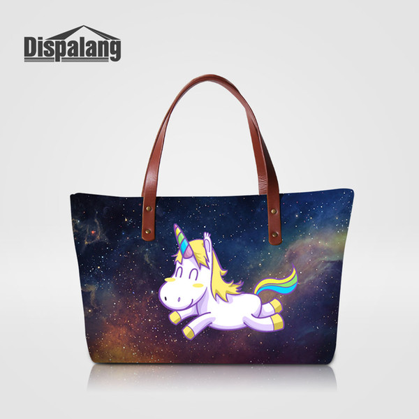 Personality Design Unicorn On Universe Space Designer Handbags For Teenage Girls Galaxy Totes Bags For Office Women's Custom Design Handbag