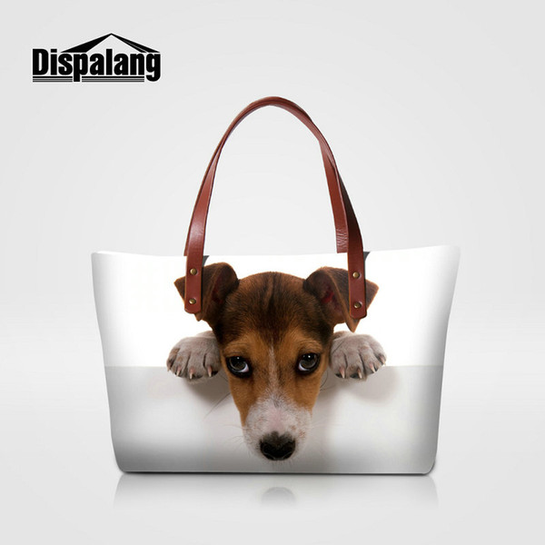 Cute Jack Russel Dog Printing Women's Handbags Brand Designer Animal Printing Pug Girls Totes Bags Ladies Top-handle Bag Female Beach Bags