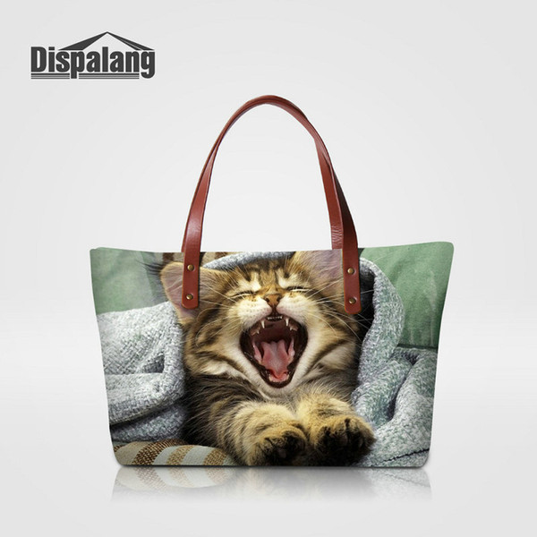 3D Printing Funny Smile Cat Handbags For Women Lady Stylish Travel Shopping Tote Bags Girls Fashion Summer Beach Bag Female Wedding Hand Bag