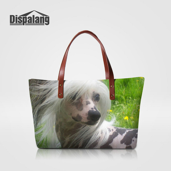 High Quality Designer Handbags Women Travel Shoulder Bag Chinese Crested Dog Animal Prints Female Totes Bags Women-bag Ladies Shopping Bags