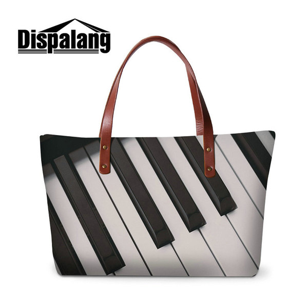 Hot Sale Neoprene Handbags For Women Large Capacity Shopping Tote Bag Piano Guitar Printing Ladies Party Top Handle Bags Girls Traveling Bag