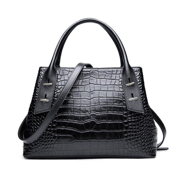 Brand Luxury Alligator Pattern Handbag Genuine Leather Women Crocodile Satchel Shoulder Crossbody Messenger Bags For Lady Bag Black Red