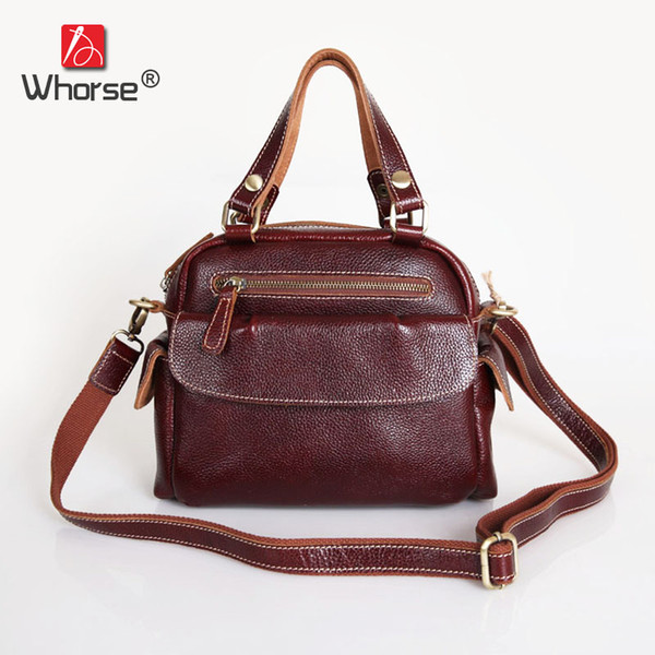 Many Pockets Flap Handbag Genuine Leather Vintage Casual Zipper Top Cowhide Womens Crossbody Shoulder Messenger Bags Retro Bag For Women