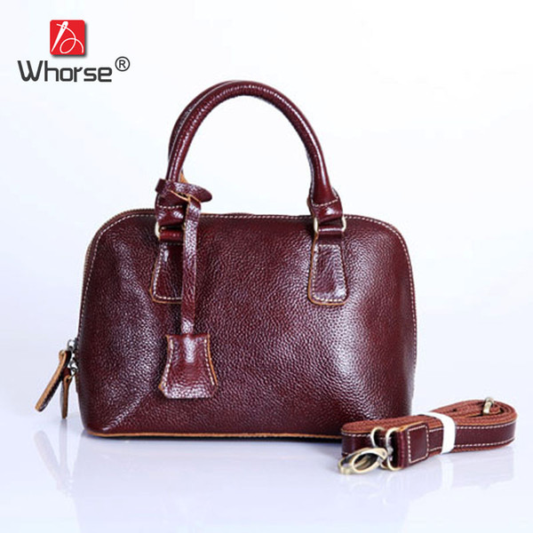 Shell Handbag Genuine Leather Vintage Casual Zipper Top Cowhide Womens Crossbody Shoulder Messenger Bags Retro Bag For Women W092698