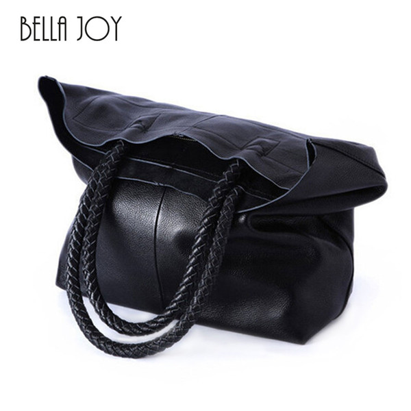 2017 New Women Handbag Genuine Leather Shoulder Bag Cowhide Ladies Black Brown Casual Shopping Bag Large Capacity Tote Bolsos