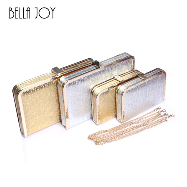 New Bling Women Evening Bag Gold and Silver Color Clutch Box Bags Women Handbag Shoulder Bag Cross-body Bags WB9056