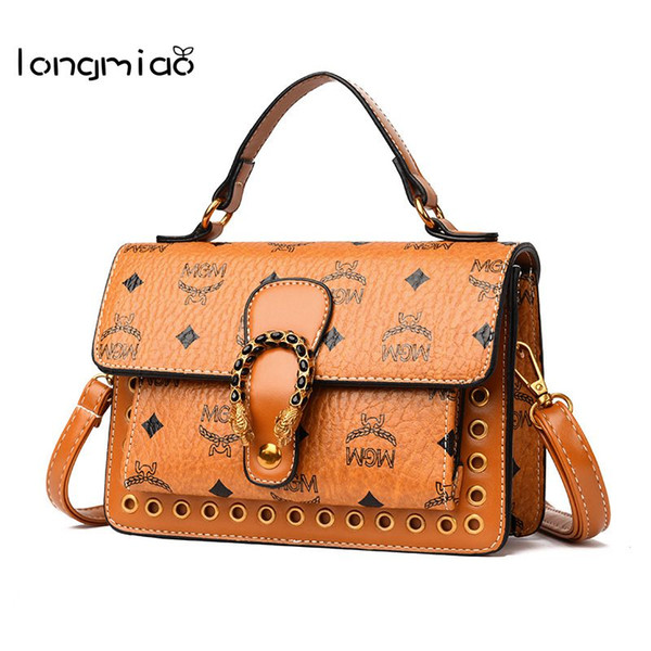 longmiao Women Luxury Handbags Bags Vintage Letter Shoulder Bag Women High Quality PU Leather Flap Crossbody Bag Sac