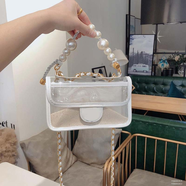 designer handbags pearl designer bags transparent clear PVC handbag shoulder cross body purse bag fashion totes