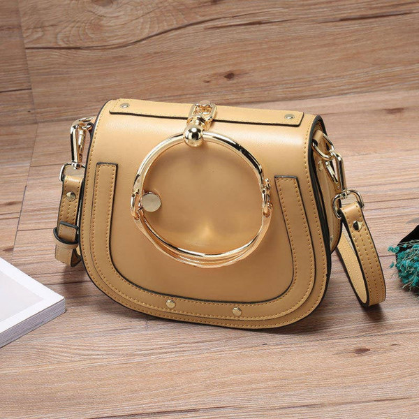 2018 New arrival women designer handbags small totes bags metal ring bags leather shoulder bags clutch