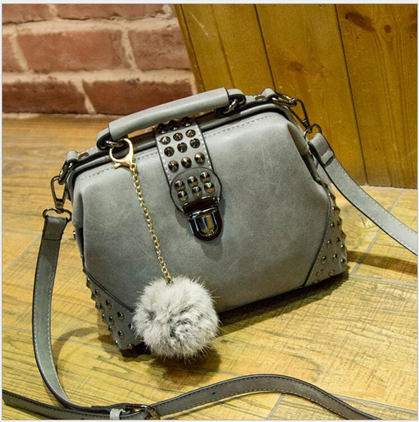 European and American creativity women hairball ornaments totes rivet handbag party purse ladies messenger shoulder bag 5zSN82