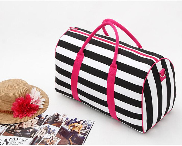 VS canvas large bag fitness bag black and white striped handbag size: long 51 * high 31 * wide 25CM