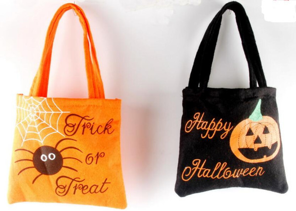 New Halloween basket canvas bag candy bucket printed party decor props bags pumpkin kids storage handbags 2 color