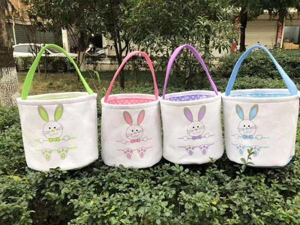 New style fashion hot adorable cute kids candy canvas bunny Easter bucket rabbit Easter basket polka dot liner bag