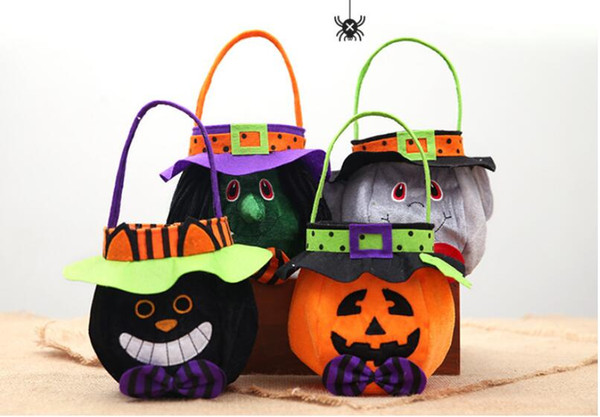 New Halloween basket canvas bag candy bucket printed party decor props bags pumpkin kids storage handbags