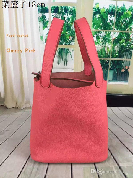 Luxury leather Food Basket Housewife latest Ideal shopping bags cowhide durable bags suede inside 18x22cm factory price free shipping