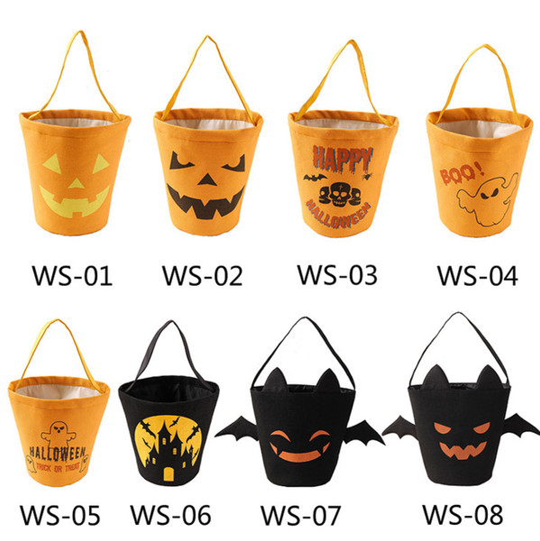 Halloween basket canvas bag candy bucket cartoon printed party decor props bags pumpkin kids storage handbags