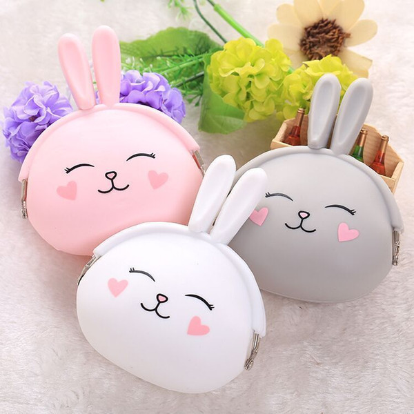 Nice2019 Gel Silica Lovely Change Cartoon Small Rabbit Key Candy Color Soft Cotton Coin Package