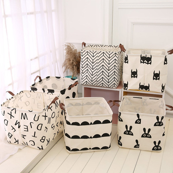 canvas Storage Baskets waterproof storage box buggy bag folding containing box Home storage products white black