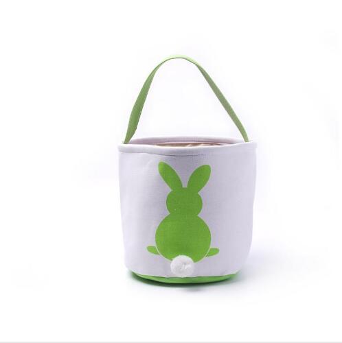 Royalblanks Easter Rabbit Basket Round Canvas Gift bag cartoon Blanks Bunny tails bucket Put Easter Jute rabbit DIY pail buckets
