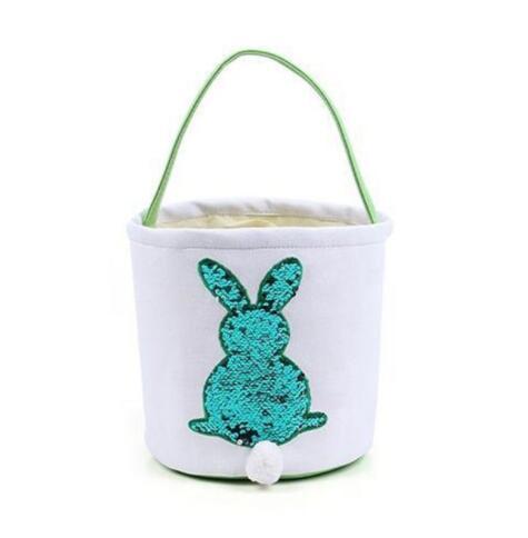 Easter Basket Sequin Easter Bunny Baskets Mermaid Storage handbags Tote Hand Carrying Candy Bags Decoration Bucket GGA1703