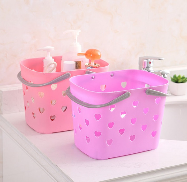 2018 new fashion candy color versatile bathroom storage basket portable multi-purpose wild plastic multi-function storage basket