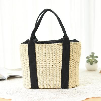 2018 New Brand Designer Beach Bag for Women Handmade Straw Bags Summer Grass Handbags Drawstring Basket Bag Travel Tote